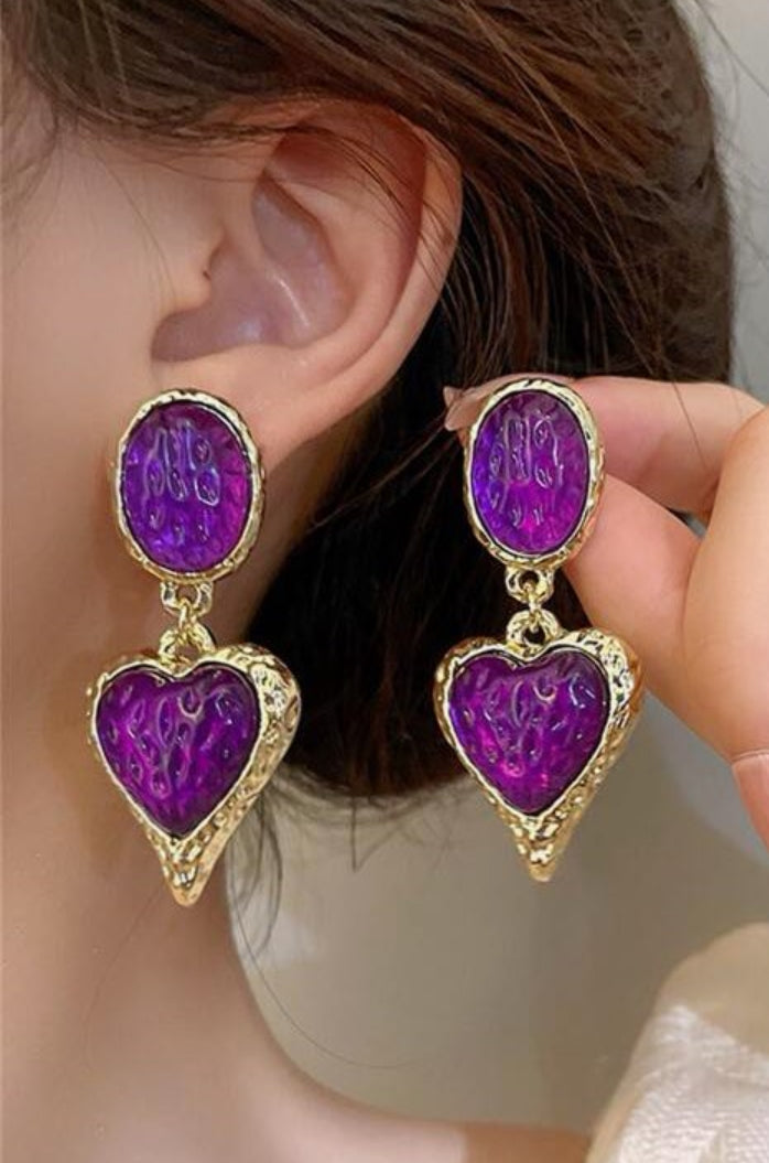 Purple Love Drop Earrings