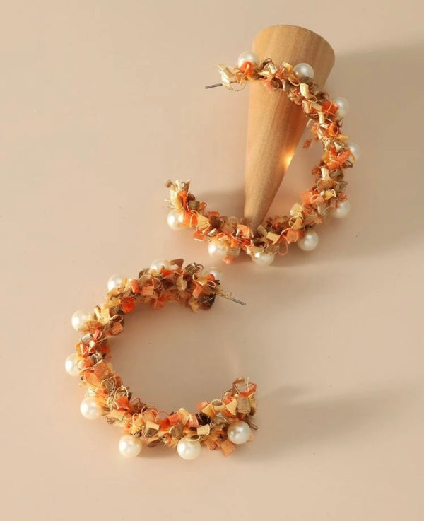 Pumpkin Pearl Hoops