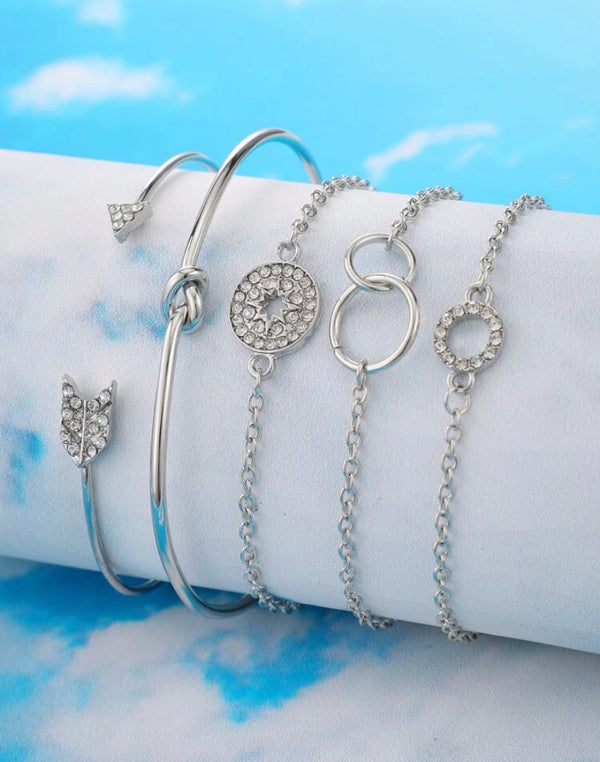 Rhinestone Arrow & Circle Bracelets