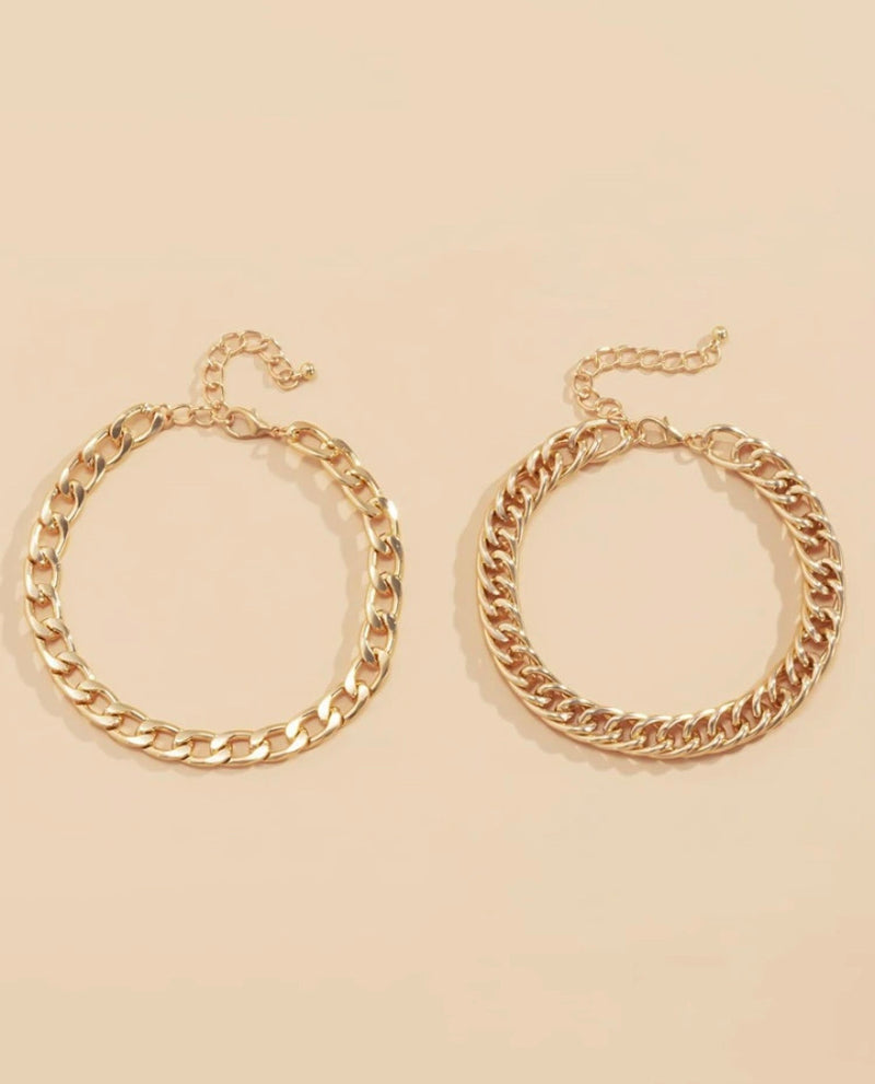 2pc Link Chain Anklet