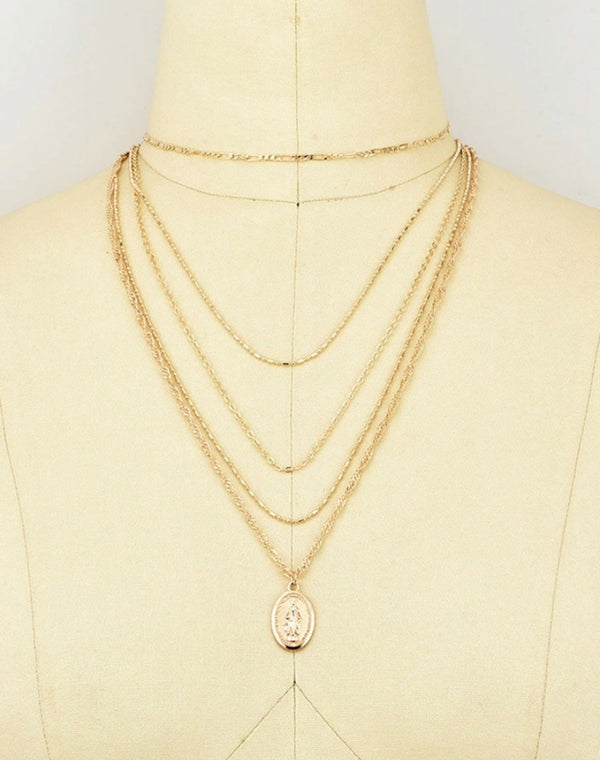 Metal Pendant Layered Chain Necklace