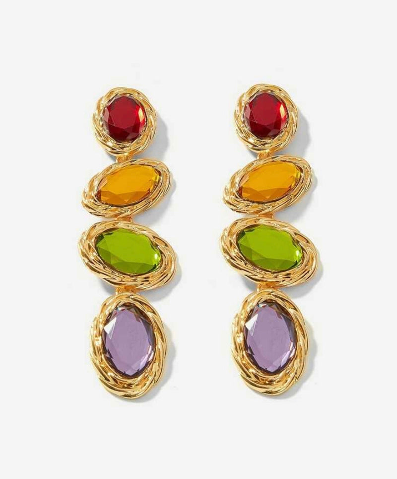 Color-Block Gemstone Earrings