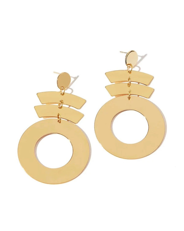 Round Geo Drop Earrings