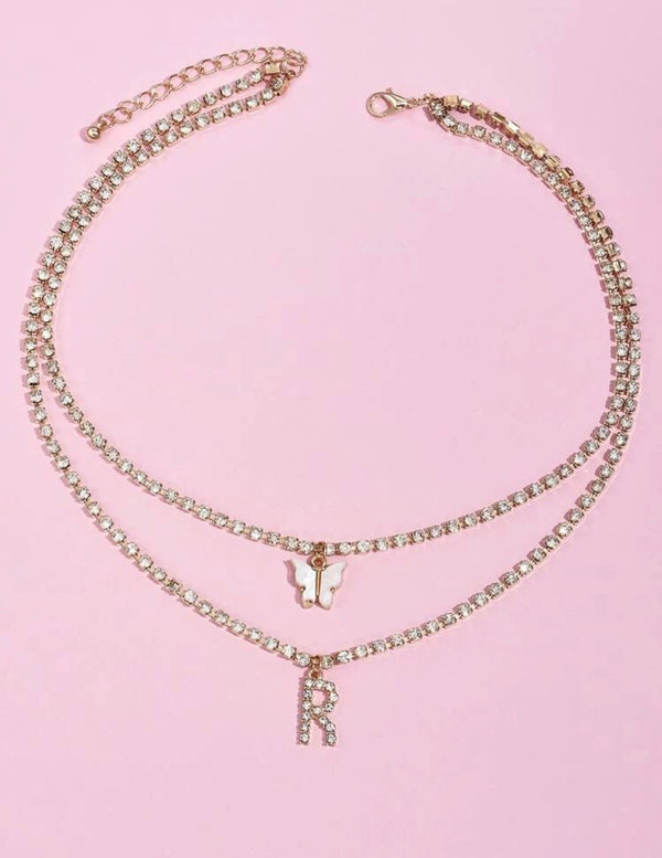 Butterfly Initial Charm Necklace