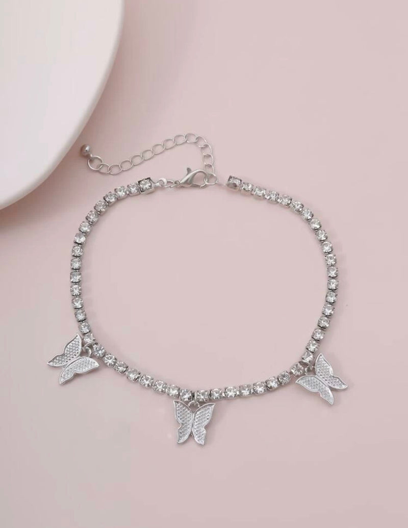 Rhinestone Butterfly Anklet