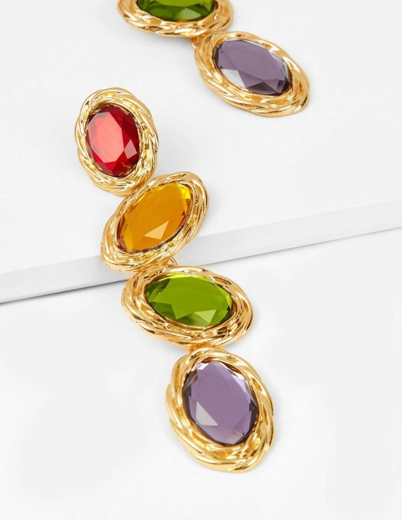 Color-Block Gemstone Earrings