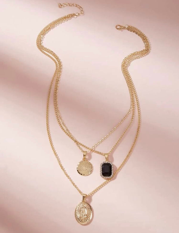 E.Y.E Coin & Stone Layered Necklace