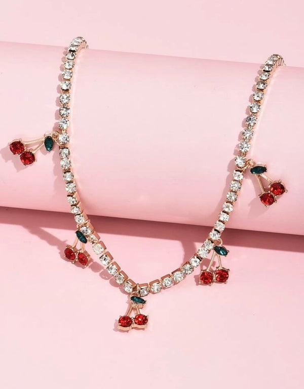 E.Y.E Cherry Pop Rhinestone Necklace