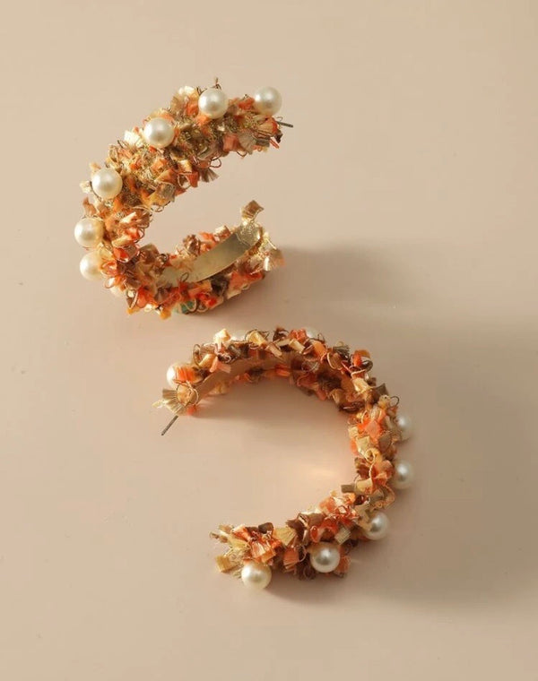 Pumpkin Pearl Hoops