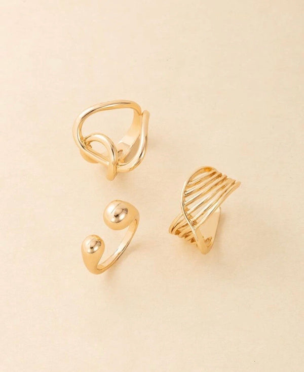 3pc Hollow & Ball Rings